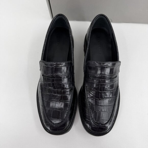 Everlane The Lug Loafer in Black Crocodile Leather size 7 Women's Chunky Heel - Picture 3 of 9